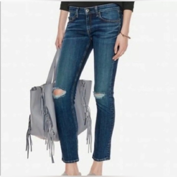 Rag & Bone Women’s 26 Tomboy Distressed Burnley Wash Mid-Rise Skinny Jeans- EUC! - Picture 2 of 15